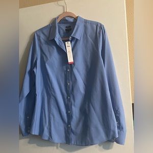 Talbots Non Iron Blue Oxford Shirt Size 14 NWT
